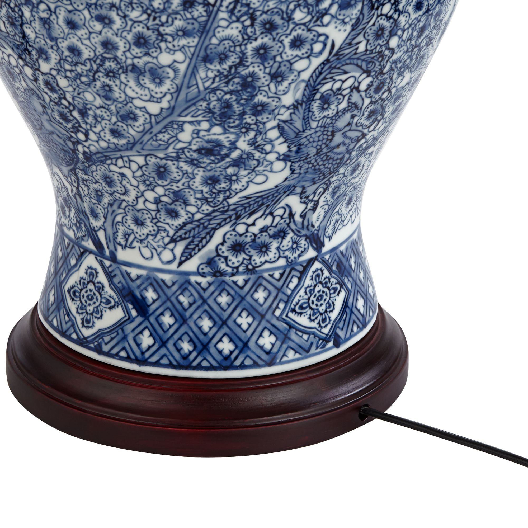 Barnes and Ivy Shonna Garden Bird 27" Tall Jar Traditional Table Lamps Set of 2 Blue Porcelain White Shade Living Room Bedroom
