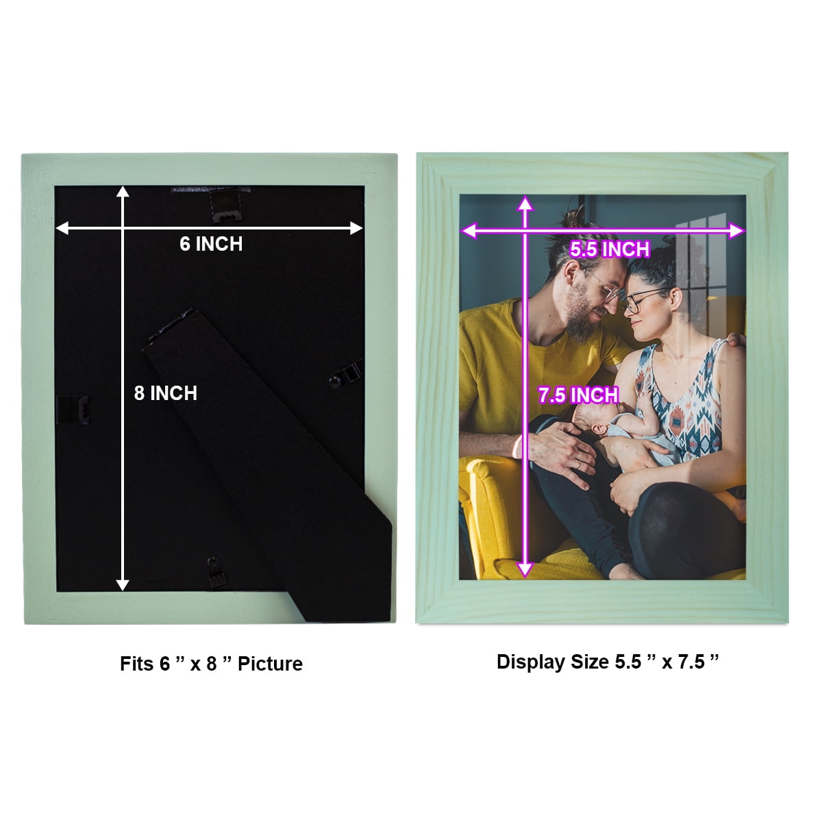 6x8 Wood Grain Picture Frame - Palegreen