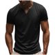 thumbnail image 1 of pstuiky camisetas de hombre, Camisa informal vintage con botones y cuello redondo y manga corta para hombre ropa de hombre l, 1 of 8