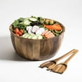 thumbnail image 4 of Kalmar Home 13-Inch Acacia Wood Extra Large Salad Bowl with Servers, 4 of 6