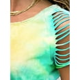 thumbnail image 4 of YAGHYAGH Womens Short Sleeve Tie Dye Print Hollow Blouse T-shirt Tops, 4 of 4