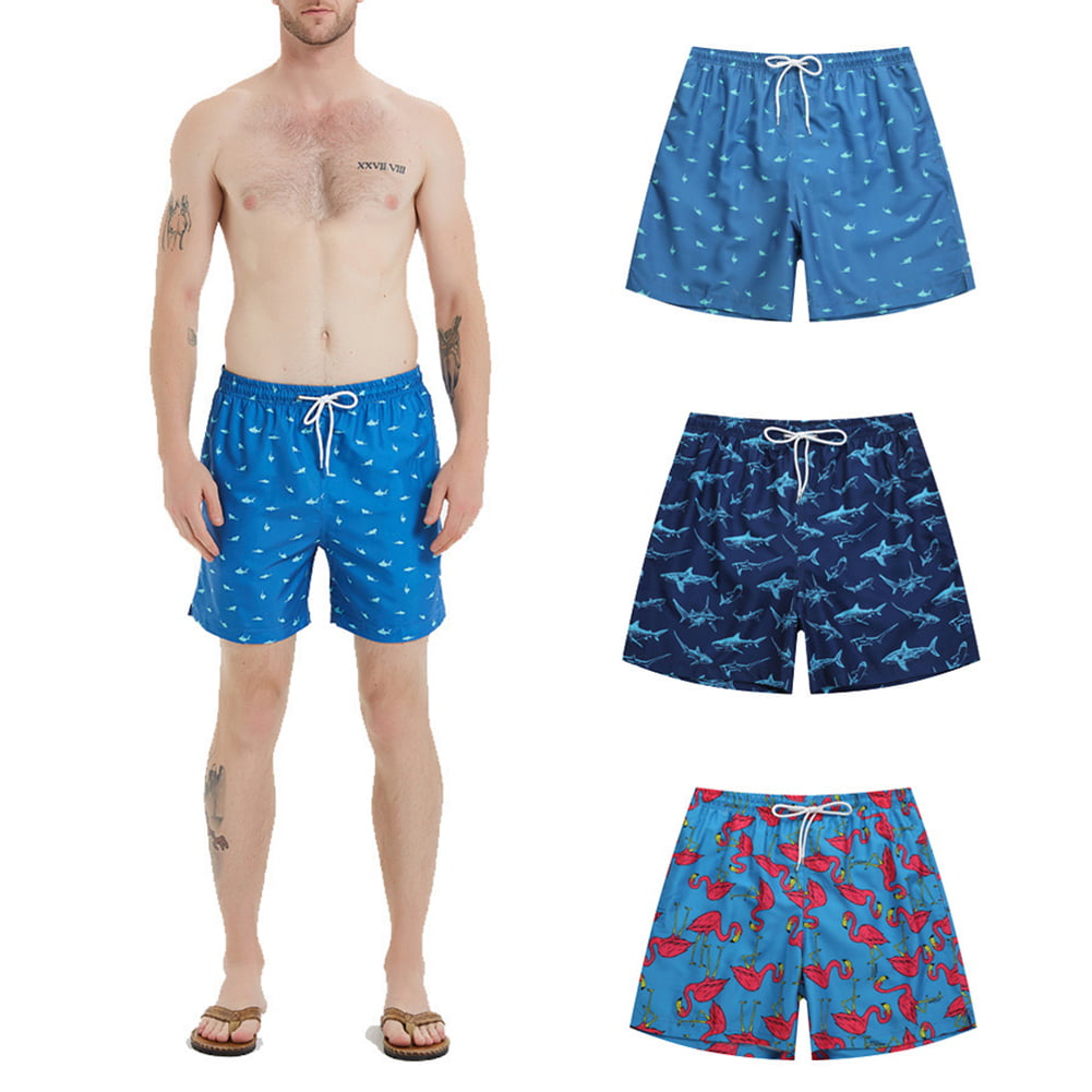 Swimming Trunks Mens Red Flamingo Loose Beach Shorts Quick Dry