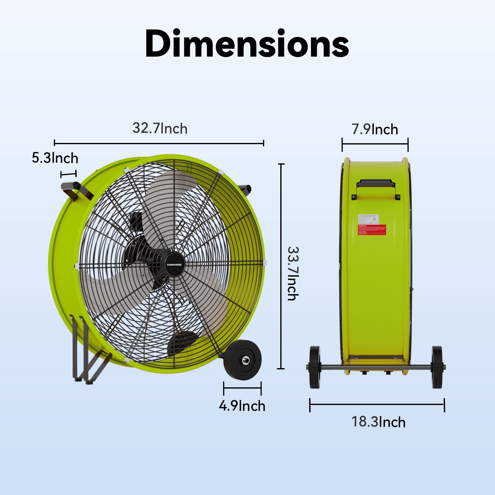 30 inch Drum Fan Pro - 3 Speed 14000 CFM High Velocity Floor Drum Fan with Handle Caster for Commercial, Warehouse, Covered Patio, Shop, Garage, Barn