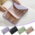 thumbnail image 1 of Bolsa organizadora de viaje de joyería de cuero plegable con almacenamiento para collares y auriculares, estuche portátil para joyas para mujer, caja compacta para joyería, 1 of 2