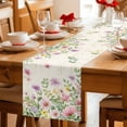 thumbnail image 5 of Pink Purple Flower Table Runner - 90 Inch Long Spring Vintage Country Floral Leaf Plant Cotton and Linen Blended Dress Scarves Farmhouse Table Runner for Kitchen Dining, Coffee Table, 13" x 90", 5 of 8