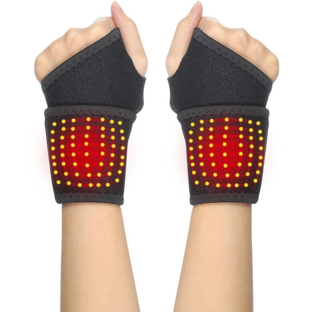 Jinsinto Self-heating Wrist Support Brace Wrap Heated Hand Warmer Compression 2pcs