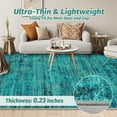 thumbnail image 2 of Washable Boho Vintage Area Rug - Distressed Non-Slip Collapsible Carpet - Low Pile Accent Rug for Living Room, Bedroom, Dining Room - Classic Abstract Farmhouse Style - Green Pine, 5x7ft, USA, 2 of 7