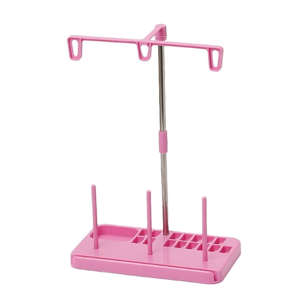 Soporte de carrete de 3 conos Soporte de línea de bordado ajustable Máquina de coser (rosa)