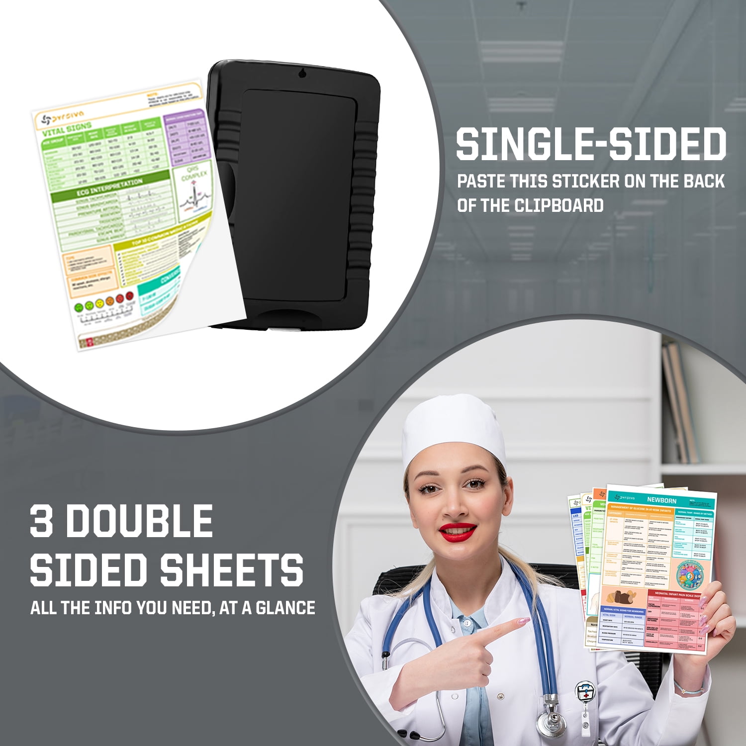 Nursing Kit – Nurse Accessories for Work | Trauma Shears, Clipboard with Storage, Badge Reel, Pen Light, Sticky Notes, Pen & Cheat Sheet – for Nursing Students & Professionals