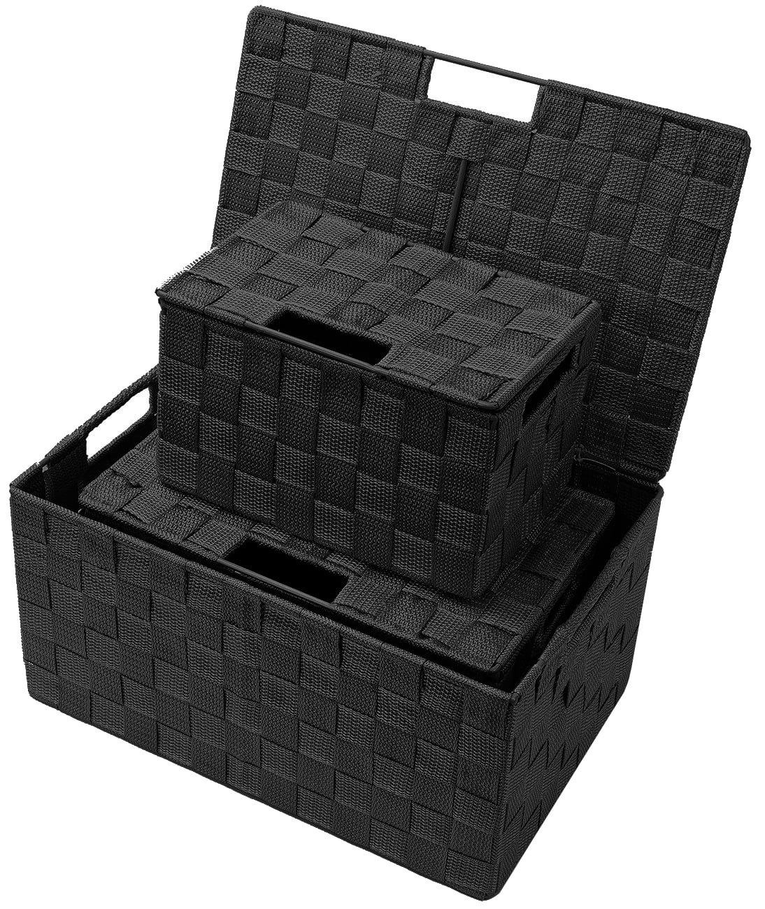 Sorbus 3 Piece Basket Storage Organization Set - Weave Fabric Bins, Black