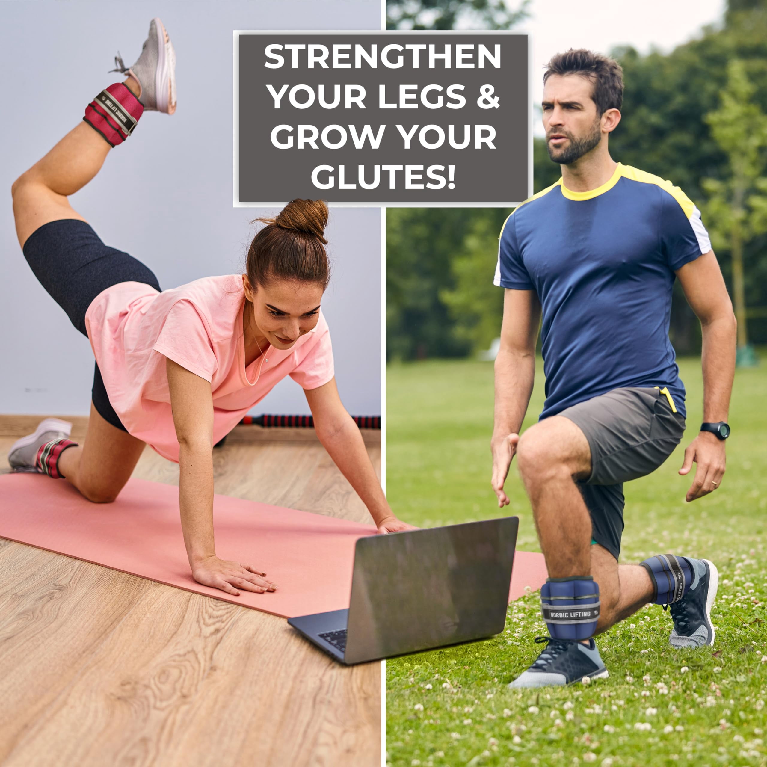 Nordic Lifting Adjustable Ankle Weights for Women and Men 2 4 6 8 10 Lbs, 1 Pair - Army Green