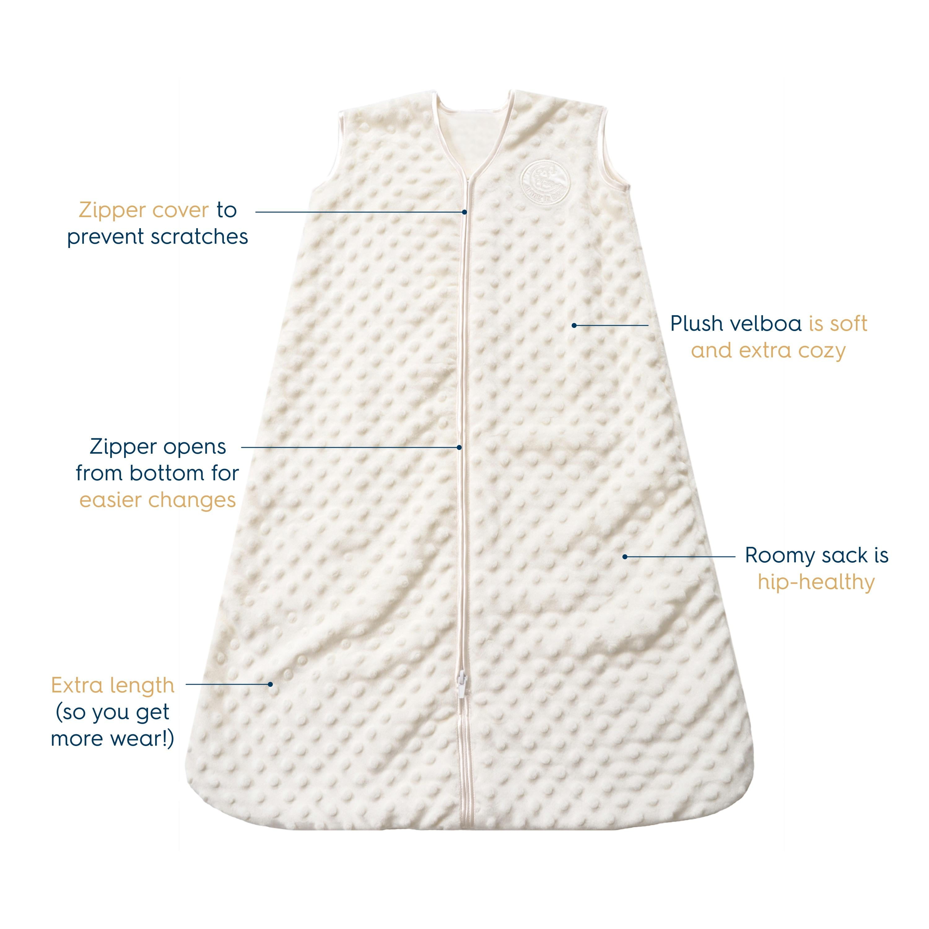 HALO SleepSack Wearable Blanket, Plushy Dots Velboa, Cream, Unisex, Infant, Medium, 6-12 Months