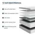 thumbnail image 3 of Avenco Luna 12" Queen Size Medium Hybrid Support Mattress, CertiPUR-US  Motion Isolation Mattress, 3 of 9