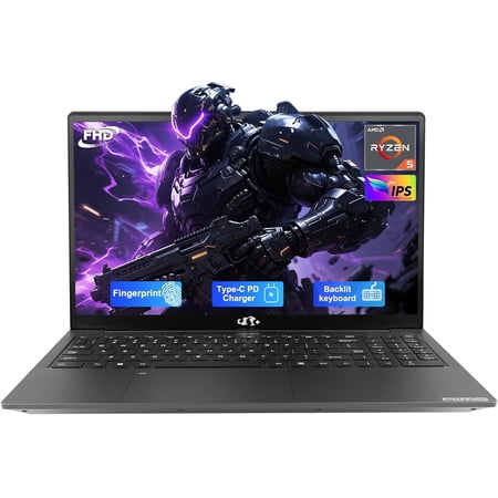 15.6 IPS FHD-Laptop 8GB RAM 256GB SSD AMD Ryzen 5(Beat i5-1135G7 4 Cores Up to 3.7GHz) Student Computer with 2 Years Warranty 65W Type-C Fingerprint Backlit Keyboard BT5.2 Numpad