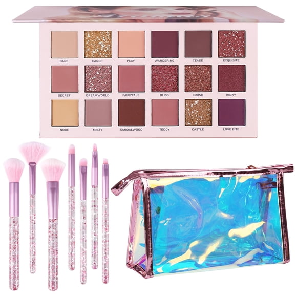 Kit de maquillaje UCANBE, sombra de ojos nude de 18 colores, 7 brochas y bolsa
