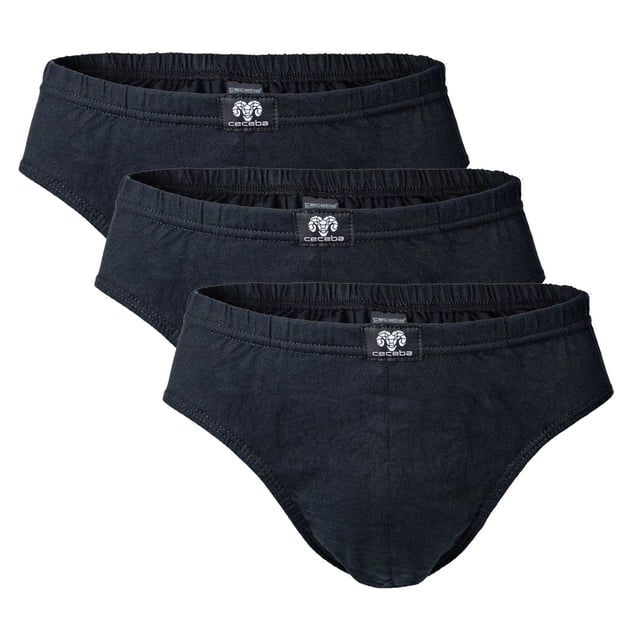 CECEBA Calzoncillos para hombre, paquete de 3 - básicos, algodón, M-8XL, lisos Negro 4XL (4X-Large)