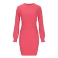 thumbnail image 4 of Gspmoly Robes pour Femmes, Robe en Tricot Ajustée à Enfiler pour Femmes Style Européen, Col Montant, Robe en Laine à Manches Longues, Col Rond, Longueur Genou, Robes de Soirée pour Femmes Offres des Fêtes, 4 of 5