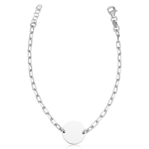 KoolJewelry Fine 925 Sterling Silver with Rhodium Plating Disc Bracelet (adjustable from 7 - 7.5 inch)