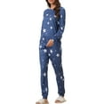 thumbnail image 4 of INSPIRAR CHIC Conjuntos de Pijamas de Manga Larga para Mujeres Sudadera de Punto Impresa con Estrellas 2 Piezas Ropa de Dormir L Azul, 4 of 6