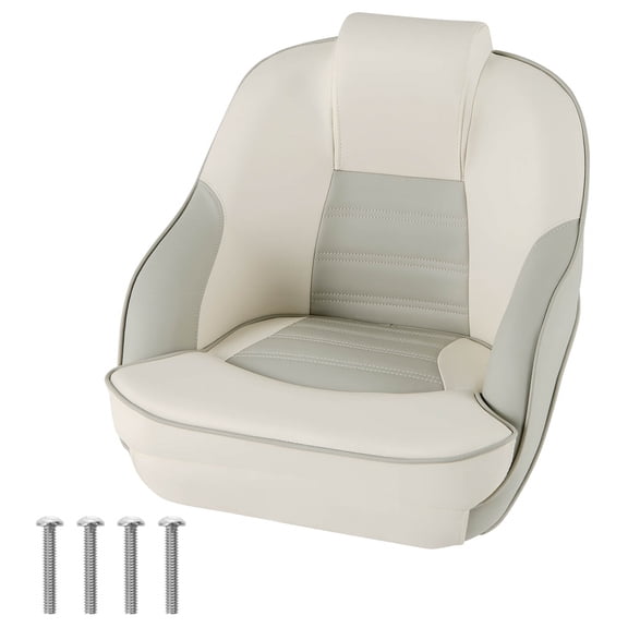 Gymax Captain Bucket Seat Pontoon Boat Seat w/ Waterproof PVC Leather 17'' High Back