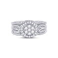 thumbnail image 2 of 10kt White Gold Round Diamond Cluster Bridal Wedding Ring Band Set 1/2 Cttw, 2 of 4