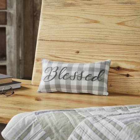 VHC Brands 7” x 13” Farmhouse Ash Gray Cotton Decorative Pillow