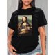 thumbnail image 1 of Camiseta Para Mujer De Verano Cuello RedondoChic Mona Lisa & Kitten Print T-Shirt for Women - Casual Round Neck, Short Sleeve Top, Breathable Polyester, Machine Washable - Perfect for Spring/Summer/, 1 of 8