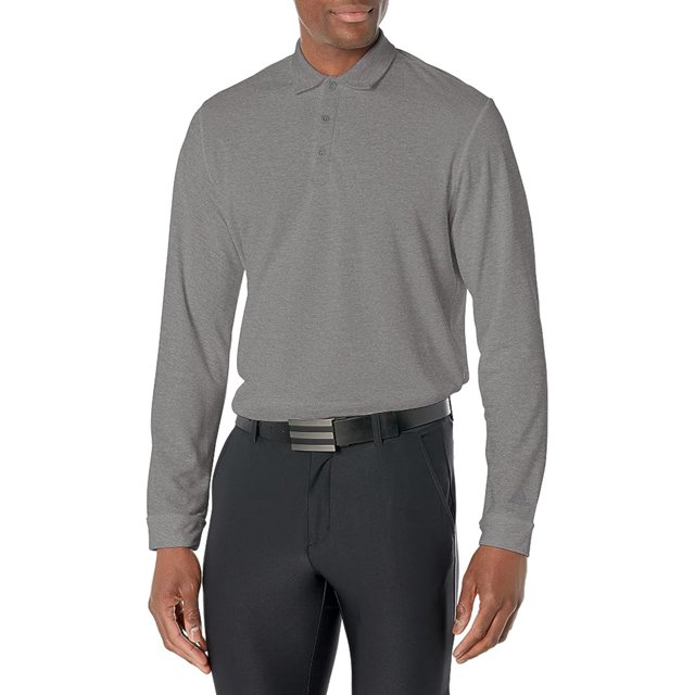 adidas Golf Men's Standard UPF Long Sleeve Polo Shirt, Grey Three