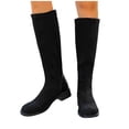 thumbnail image 4 of Gamivast Knee High Boots for Women Faux Suede Boots Stretch Shaft Round Toe Low Heel Riding Boots for Outdoor Walking Travel Daily Casual Footwear Black 39, 4 of 7