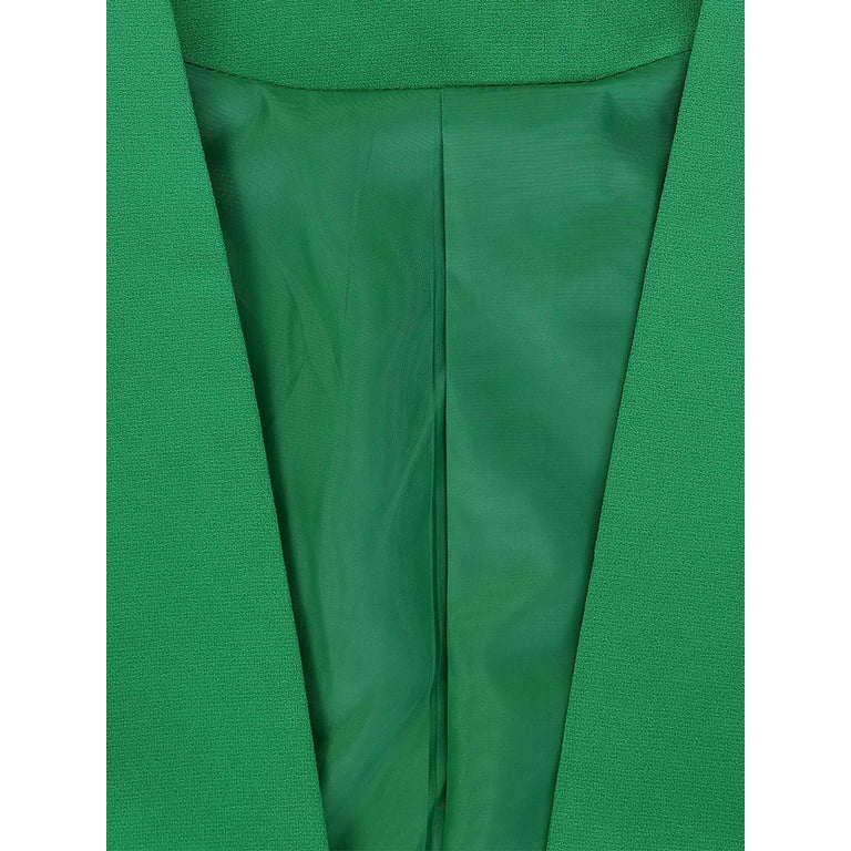 Unique Bargains Women's Work Office Business Fashion Collarless Cropped  Blazer XS Green 