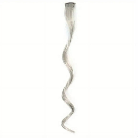 XmhyTop 6-Pack 18-Inch Vibrant Single-Color Clip-In Hair Extensions, Wavy Synthetic Highlight Streaks, Party, Festival & Gift Ideas, Women's Fashion Hairpieces,Light Grey