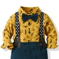 thumbnail image 4 of Splozh Baby Boy Formal Outfit Boys Long Sleeved Shirt and Overalls Suit Comfortable Soft Fashionable Christmas Print Gentleman Suit for Boys Yellow,9-10 Years, 4 of 4