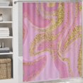 thumbnail image 5 of 4Pcs Elegant Pink & Gold Shower Curtain Sets, Bathroom Set Decor with Non-Slip Bath Mat, Toilet Lid Rug and Contour Mat, 72 x 72inch, 5 of 8