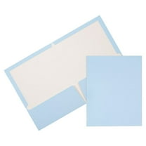JAM Paper Laminated Two Pocket Glossy Folders, Baby Blue, 3/Pack