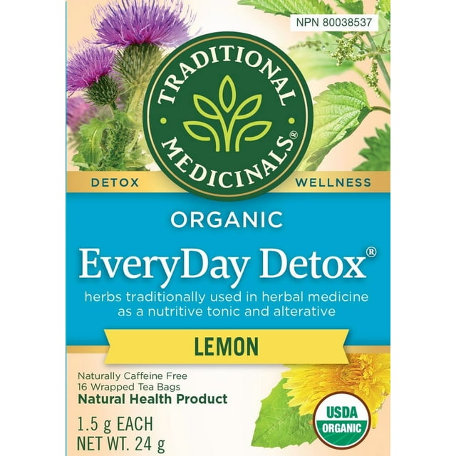 Traditional Medicinals Everyday Detox Lemon, 16 Wrapped Tea Bags