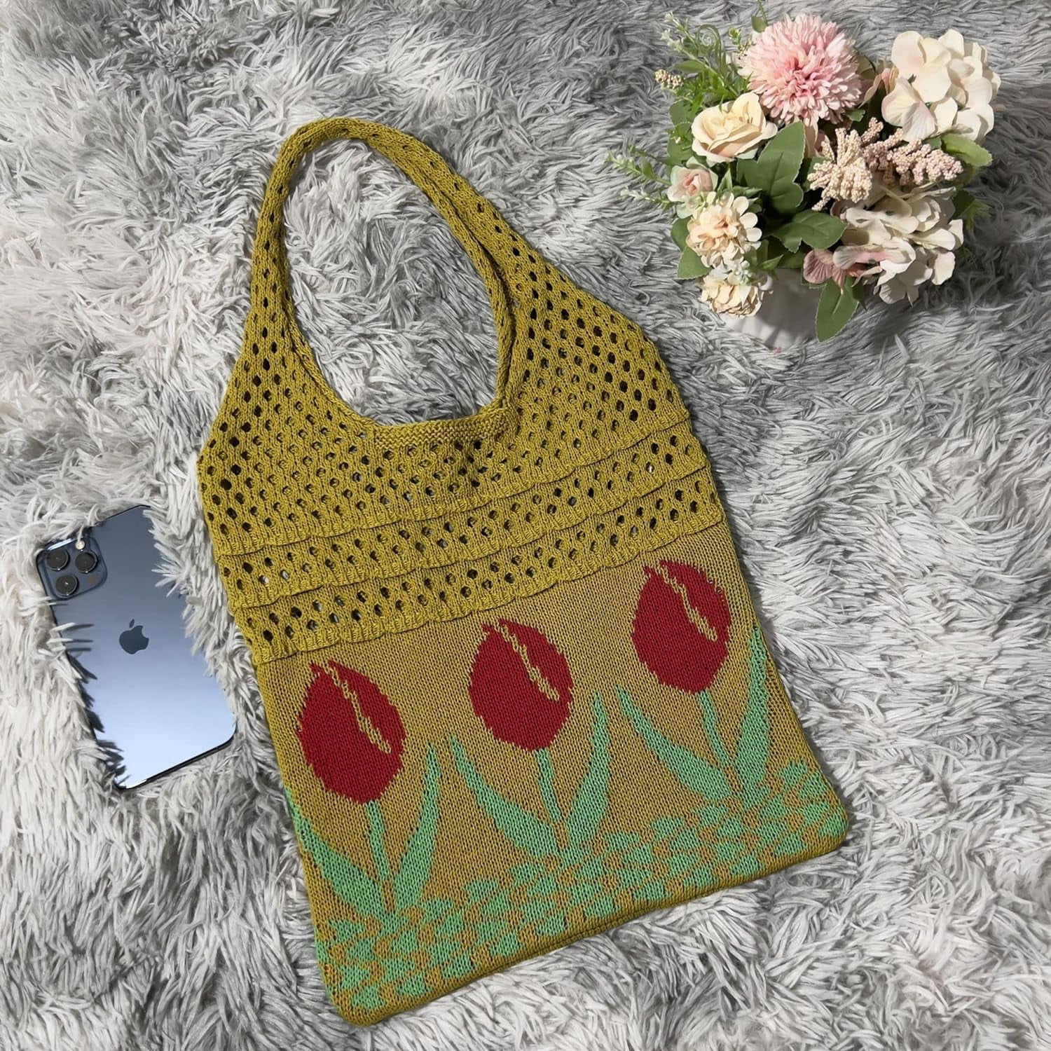 Kukuzhu Fairy Tote Bag Aesthetic Tote Bag Y2k Bag Tote Bag Aesthetic Y2k Crochet Tote Bag Aesthetic