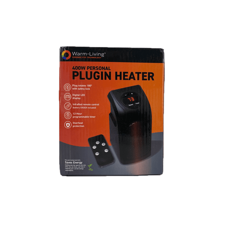 Warm-Living 400W Personal Digital Programmable Plugin Heater With Remote,  Black - Walmart.com