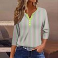 thumbnail image 2 of GYUJNB 3/4 Length Sleeve Womens Tops Button Down Summer Henley Neck T Shirts Plus Size Blouses, 2 of 5