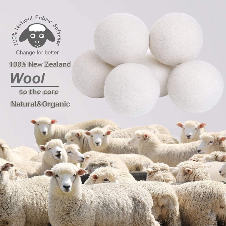 Budieggs, Wool Dryer Balls, XL 6-Pack, Reusable Eco-Friendly