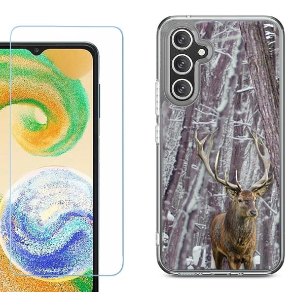 Phone Case for Samsung Galaxy S26 5G, with Screen Protector, by OneToughShield - Deer/Snow/Camo