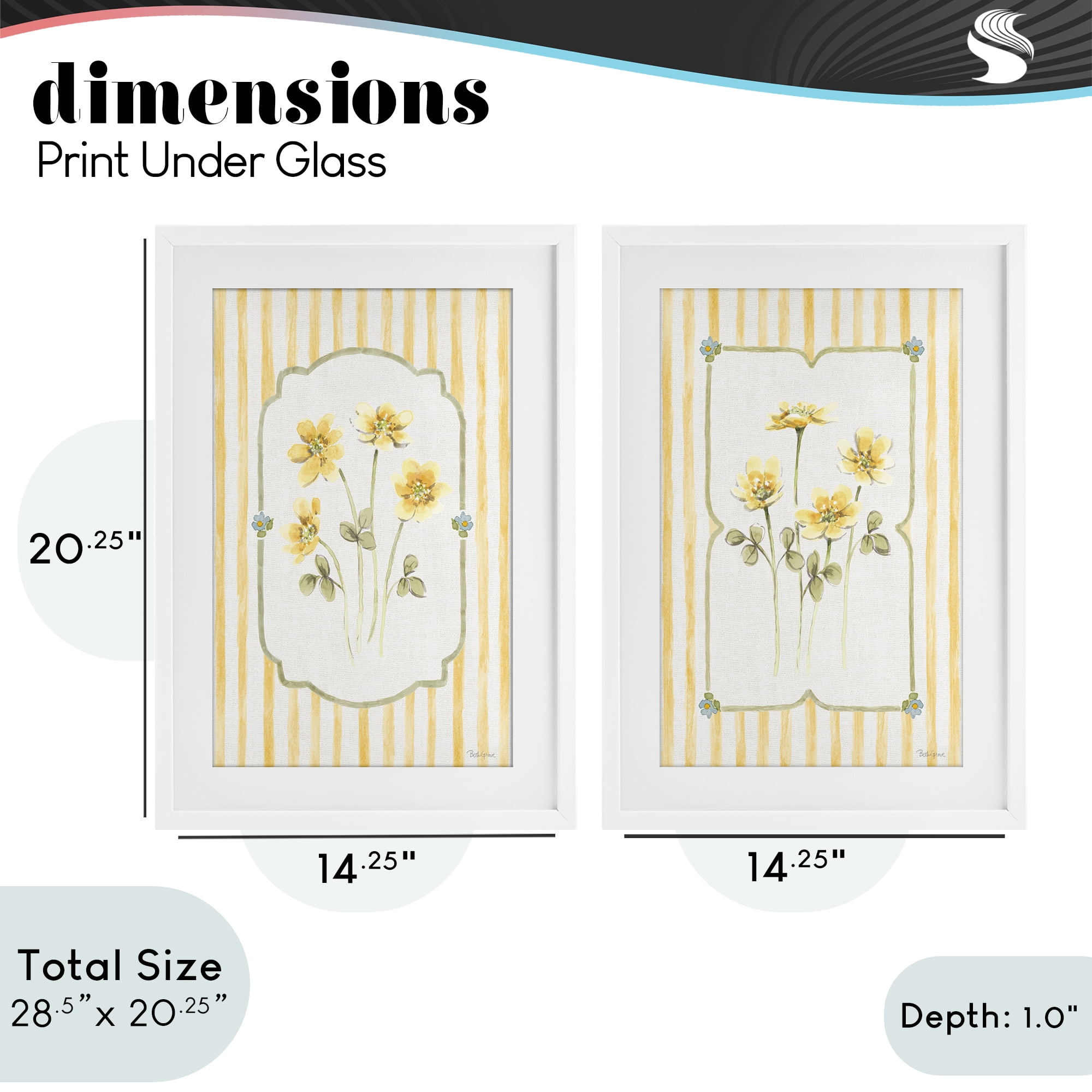 Stupell Industries Sweet Honey Blooms 2 Piece White Framed Print Under Glass Set, design by Beth Grove