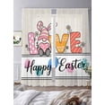 thumbnail image 3 of Spring Easter Sheer Curtains 84 Inch Length 2 Panels Set Window Treatments, Colorful Gnomes Rabbits Eggs Flowers Love Beige Rod Pocket Semi Curtains for Living Room/Bedroom/Kitchen, 104"W x 84"L, 3 of 7