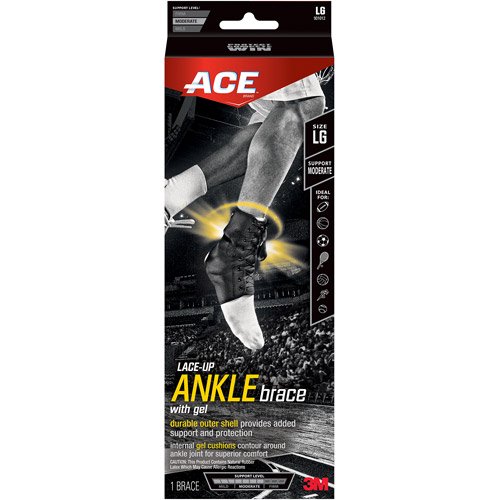 ACE LaceUp Gel Ankle Brace, Large, Black, 1/pack