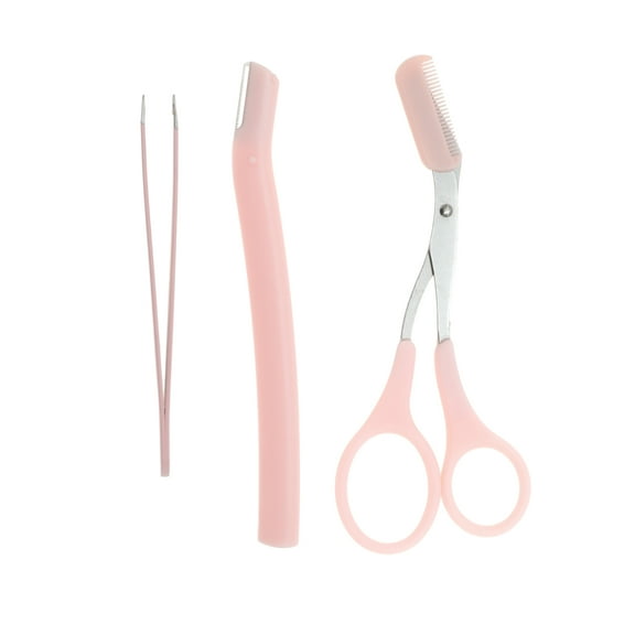 Unique Bargains 1 Set Portable Multifunctional Eyebrow Scissor Kit Pink