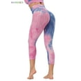thumbnail image 4 of BadPiggies Tiktok Leggings Women's High Waist Yoga Pants Tie Dye Butt Lift Tummy Control Leggings Textured Scrunch Booty Tights (S, Pink), 4 of 9