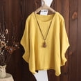 thumbnail image 2 of Tfken Women Tshirts For Summer Solid Color Crew Neck Batwing Sleeve Tops Fashion Casual Daily Wear Female Comfortable Shirts Yellow, 2 of 6