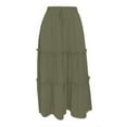 thumbnail image 6 of RUTAYY Women's Skirt Elastic High Waist Boho Style Ruffle Slim Fit A-Line Solid Color Comfortable Breathable Trendy Vintage Midi Skirt, 6 of 7