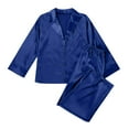 thumbnail image 2 of Yuzhih Satin Pajama Sets for Women Long Sleeve Lapel V Neck Shirt and Pants 2 Piece Pjs Button Loungewear Sets, 2 of 3