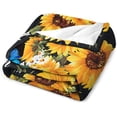 thumbnail image 3 of Sunflower Butterfly Fleece Throw Blanket, Blue Butterfly Super Soft Fuzzy Plush Flannel Blanket,Lightweight Microfiber Cozy Warm Blanket, for Couch Sofa or Bed All Seasons 50" x 60", 3 of 6