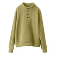 thumbnail image 5 of Women's Fleece Lined Pullover Sweatshirt, Button Collar High Neck Top, Loose Fit High Waist Casual Shirt, Soft Winter Warm Long Sleeve Crewneck Top Green XXXXL, 5 of 6